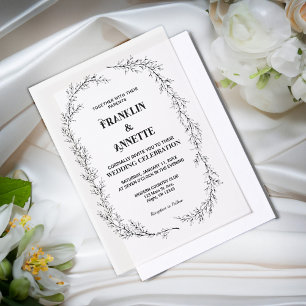 Classic Minimalist Script Elegant Formal Wedding Vellum Invitations