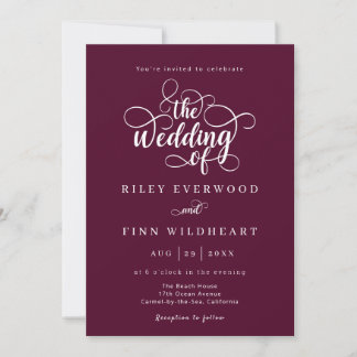 Classic Minimalist Script Wedding Invitation