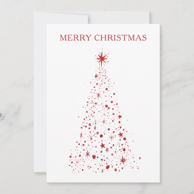 Classic Minimalist Sparkle Christmas Tree Holiday Card (Front)