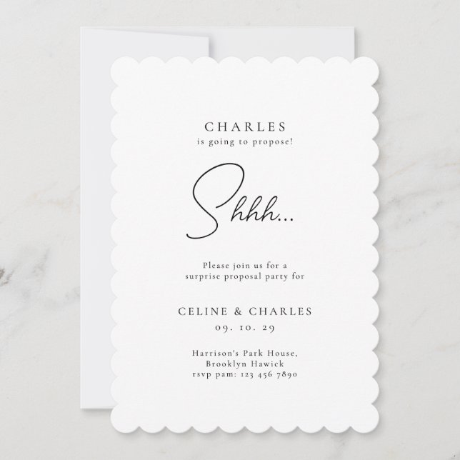 Classic Minimalist Surprise Proposal Invitation (Front)