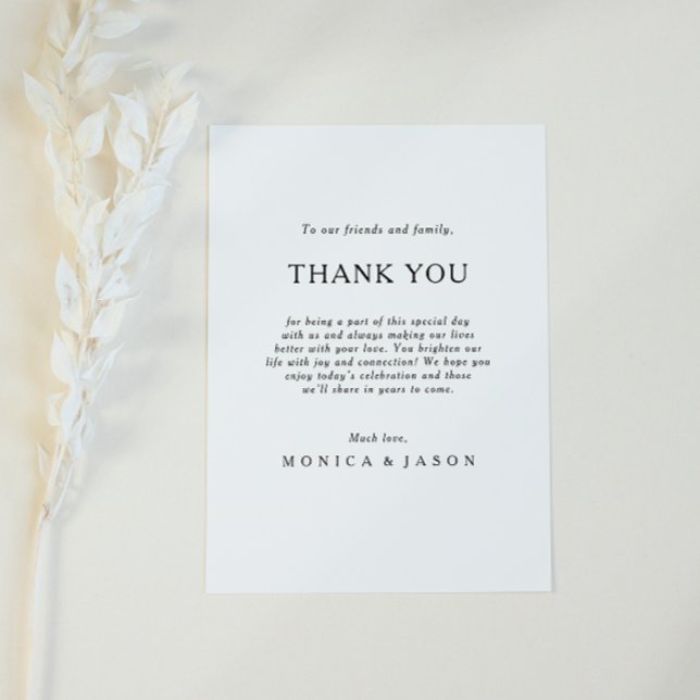 Classic Minimalist Thank You Reception Card (Creator Uploaded)