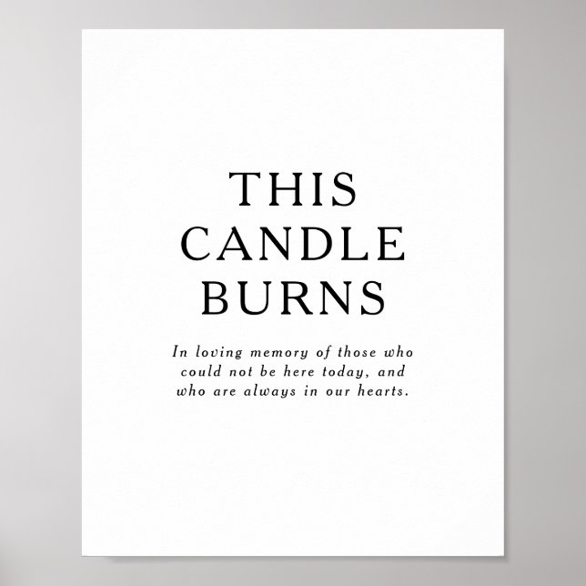 Classic Minimalist This Candle Burns Wedding Sign (Front)