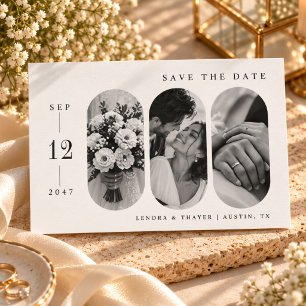 Classic Minimalist Three Photo Wedding Save The Date