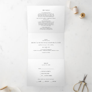 Classic Minimalist Wedding All In One Tri-fold Invitation