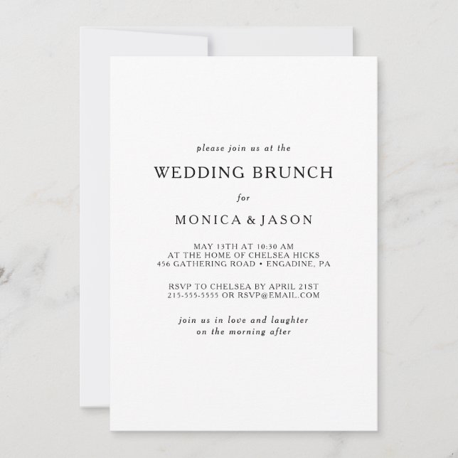 Classic Minimalist Wedding Brunch Invitation (Front)