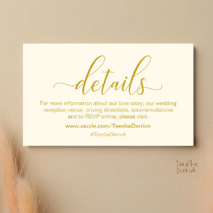 Classic Minimalist Wedding Information and Details Enclosure Card