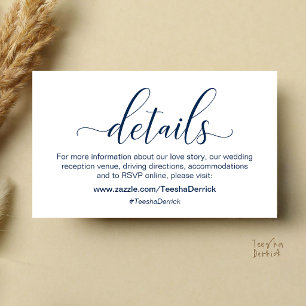 Classic Minimalist Wedding Information and Details Enclosure Card
