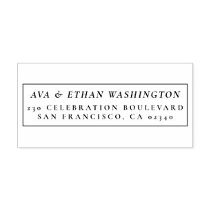 Classic Minimalist   Wedding Names Return Address Rubber Stamp