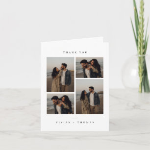Classic Minimalist Wedding Photo Collage Folded Thank You Card