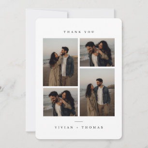 Classic Minimalist Wedding Photo Collage Rounded Thank You Card