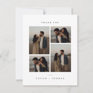 Classic Minimalist Wedding Photo Collage Thank You Card