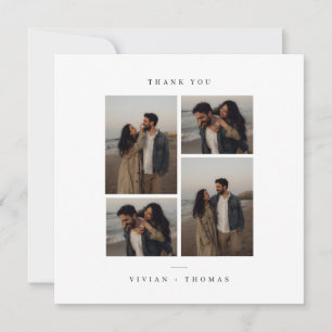Classic Minimalist Wedding Photo Collage Thank You Card