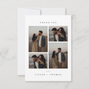 Classic Minimalist Wedding Photo Collage Thank You Card