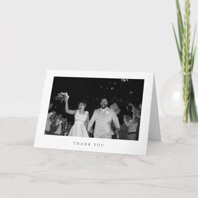 Classic Minimalist Wedding Photo Folded  Thank You Card (Front)