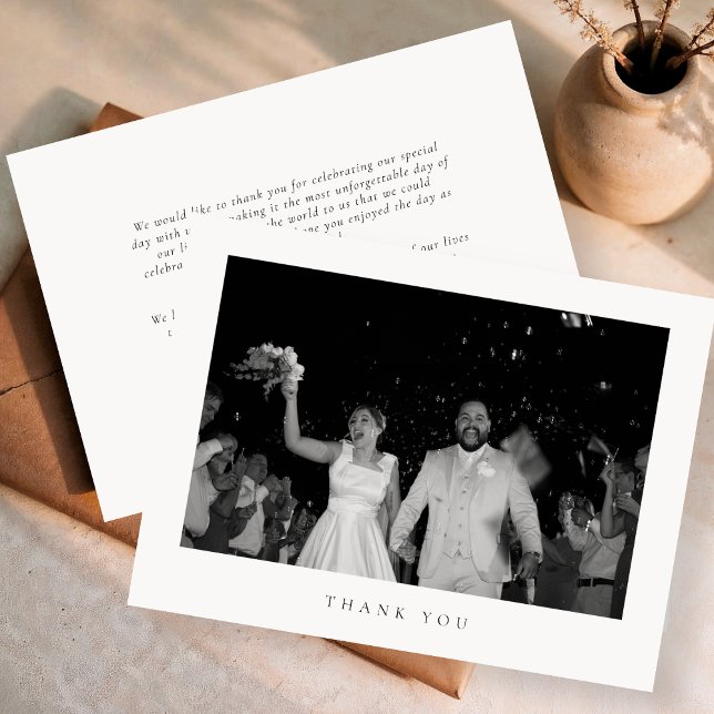 Classic Minimalist Wedding Photo Thank You Card (Creator Uploaded)