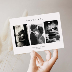 Classic Minimalist Wedding Photo Thank You Card