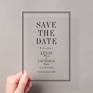 Classic Minimalist Wedding Save the Date Acrylic Invitations