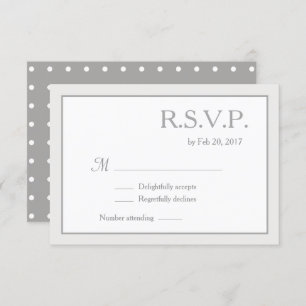 Classic minimalist white grey polka dots rsvp invitation