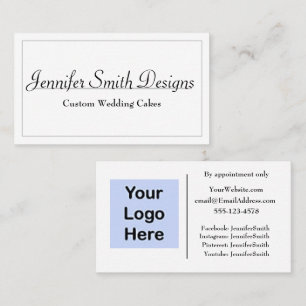 Classic Minimalist White Home Based Business Card