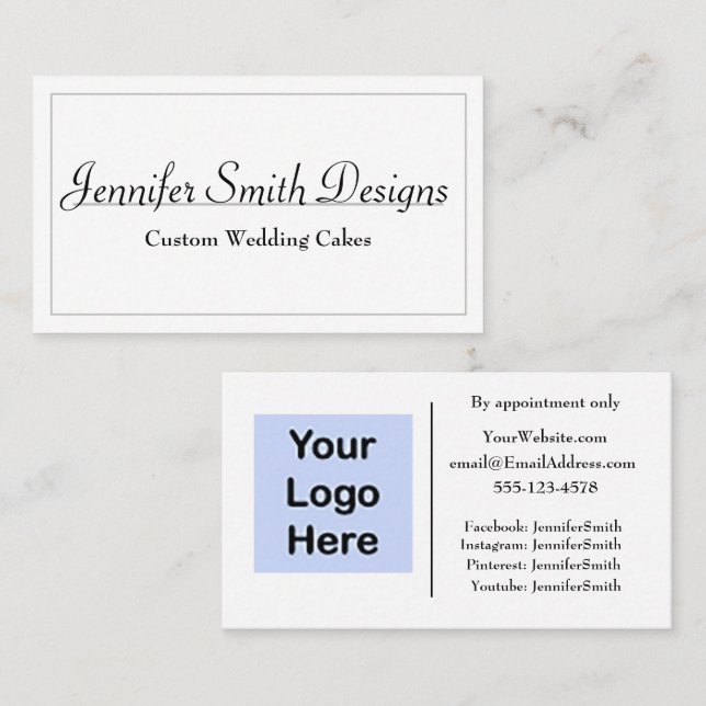 Classic Minimalist White Home Based Business Card (Front/Back)