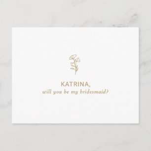 Classic Minimalist will you be my bridemaid Invitation Postcard