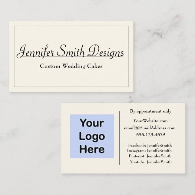 Classic Minimalist Yellow Home Based Business Card (Front/Back)