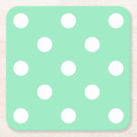 Classic Mint Green White Dots Elegant Template Square Paper Coaster<br><div class="desc">Classic Mint Green White Dots Elegant Template Square Paper Coaster.</div>