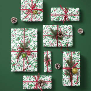 Classic Mistletoe- Holiday Wrapping Paper Sheets