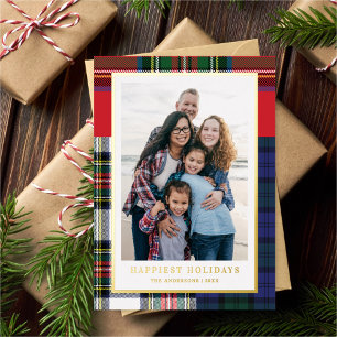 Classic Mixed Tartan + Gold Christmas Photo