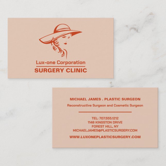 Classic Model, Plastic Surgeon, Plastic Surgery Business Card (Front/Back)