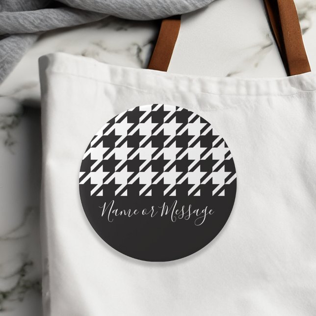 Classic Modern Black and White Houndstooth 7.5 Cm Round Badge (Creator Uploaded)
