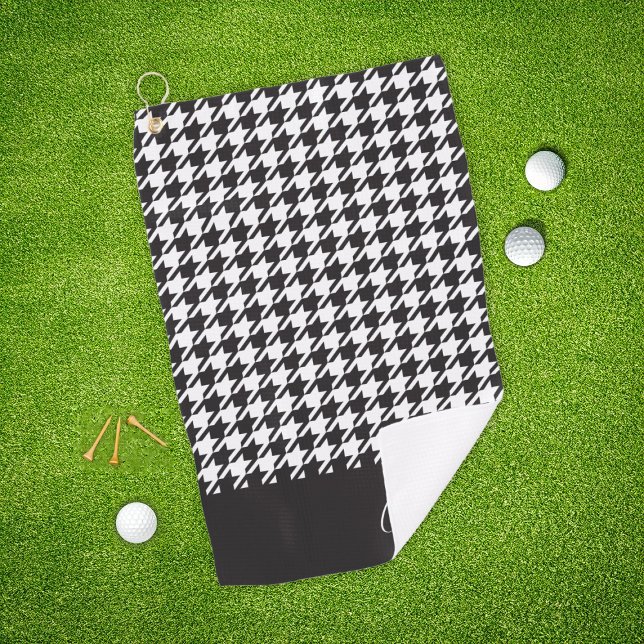 Classic Modern Black and White Houndstooth Golf Towel (Creator Uploaded)