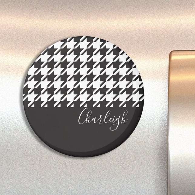 Classic Modern Black and White Houndstooth Magnet (Creator Uploaded)