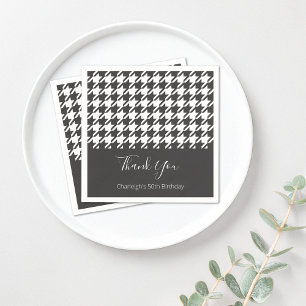 Classic Modern Black and White Houndstooth Paper Napkin