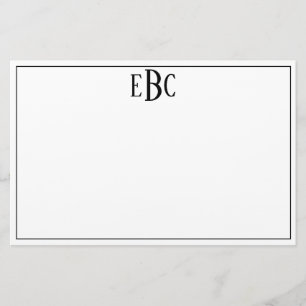 Classic Modern Black and White Monogram Stationary Stationery