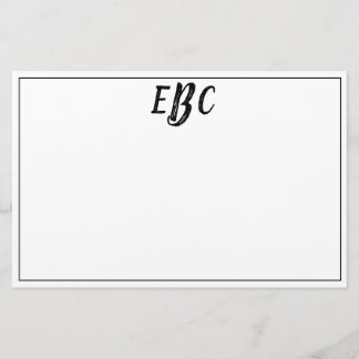 Classic Modern Black and White Monogram Stationary Stationery