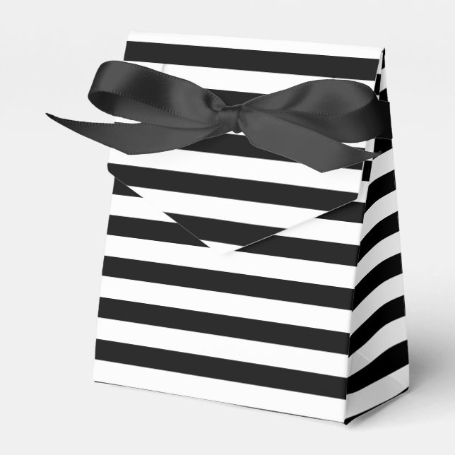 Classic Modern Black and White Striped Favour Box (Front Side)