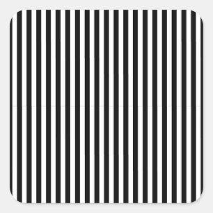 Classic Modern Black and White Vertical Striped Square Sticker
