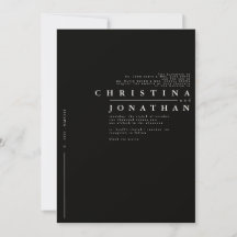 Classic Modern Black Minimalist Wedding Invitation