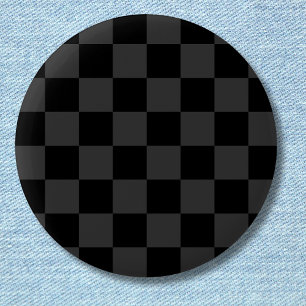 Classic Modern Black & Smoky Black Chequerboard  6 Cm Round Badge