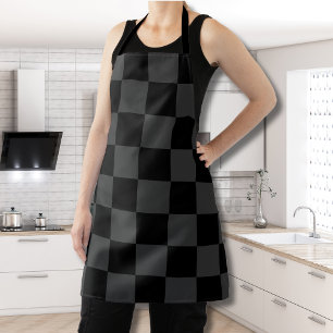 Classic Modern Black & Smoky Black Chequerboard  Apron
