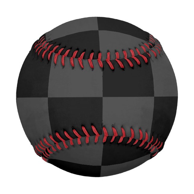 Classic Modern Black & Smoky Black Chequerboard  Baseball (Front)