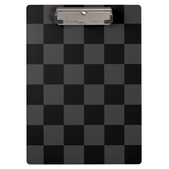 Classic Modern Black & Smoky Black Chequerboard  Clipboard (Front)