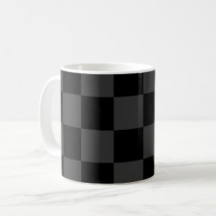 Classic Modern Black & Smoky Black Chequerboard Coffee Mug