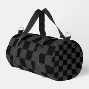 Classic Modern Black & Smoky Black Chequerboard  Duffle Bag