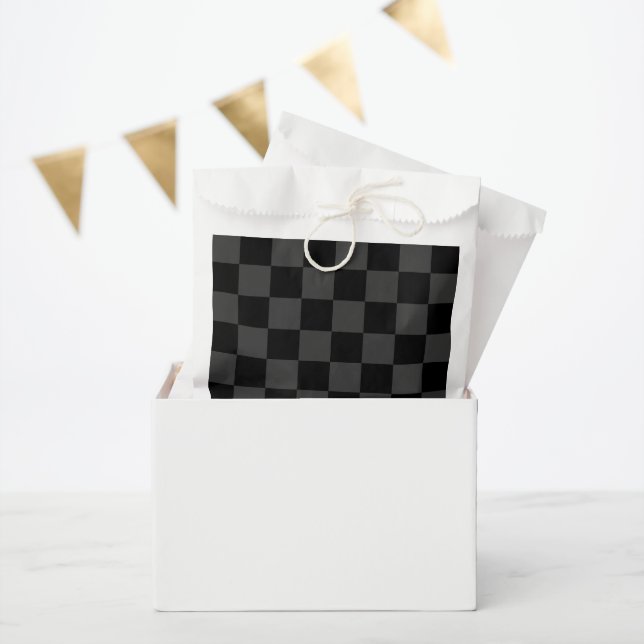 Classic Modern Black & Smoky Black Chequerboard  Favour Bags (Party)