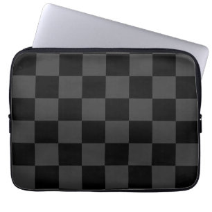 Classic Modern Black & Smoky Black Chequerboard  Laptop Sleeve