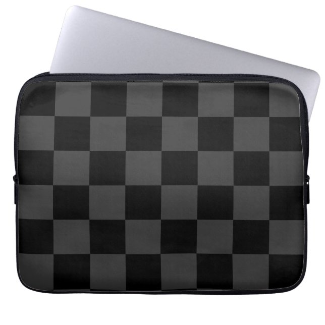 Classic Modern Black & Smoky Black Chequerboard  Laptop Sleeve (Front)