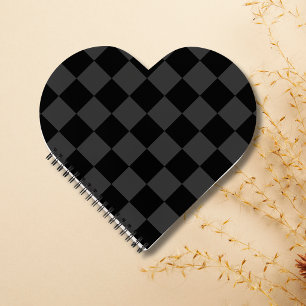 Classic Modern Black & Smoky Black Chequerboard Notebook