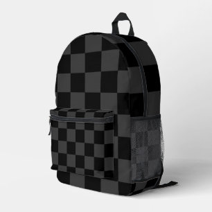 Classic Modern Black & Smoky Black Chequerboard  Printed Backpack